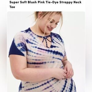 Torrid Tie-Dye Super Soft Strappy Neck Tee - Pink and Blue